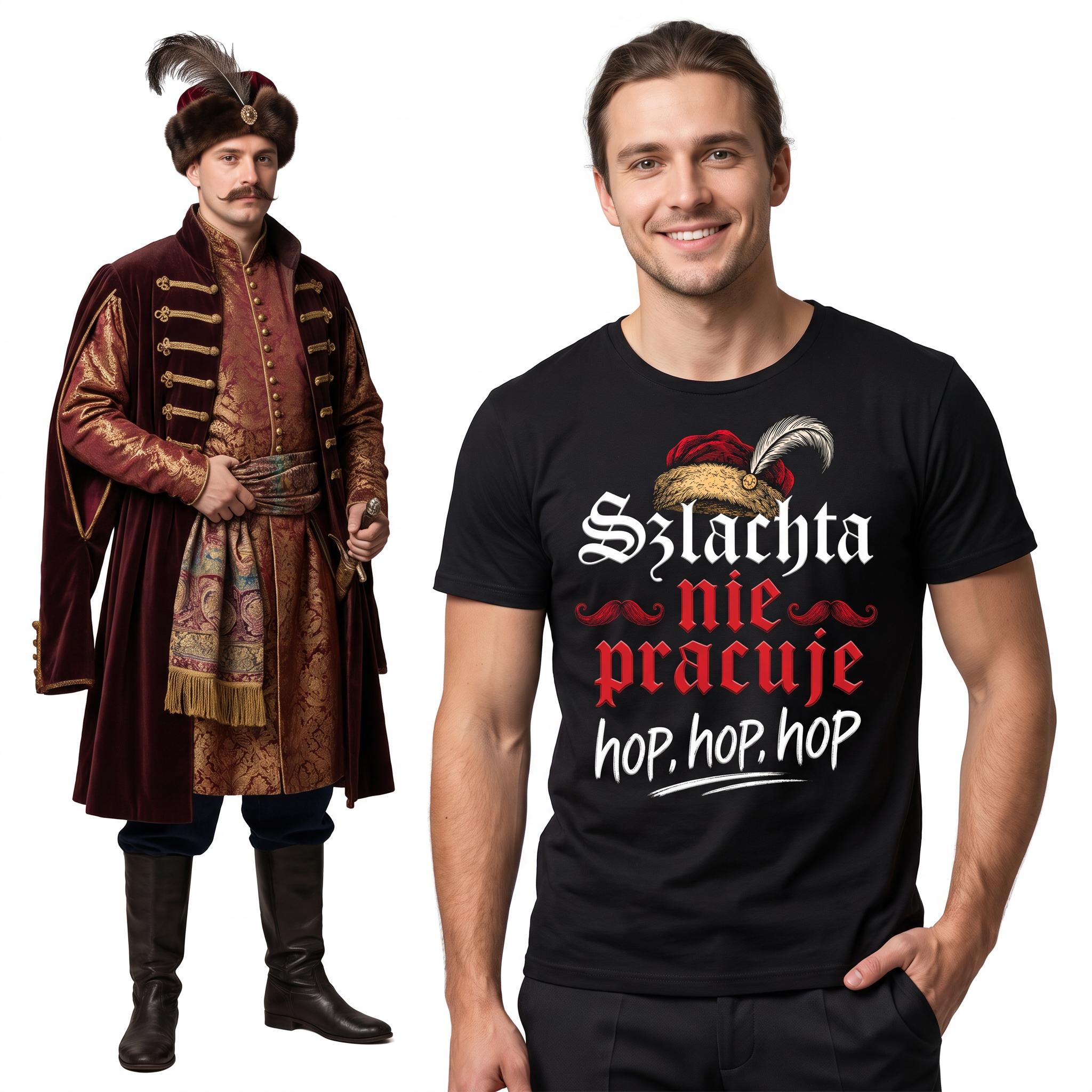 "Szlachta Nie Pracuje" 1670 Serial Koszulka Męska T-Shirt Śmieszna Na Prezent - Czarna 26_65
