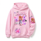 Bawełniana Bluza dziecięca Roblox Różowa dla Dziewczynki z kapturem dla graczy
