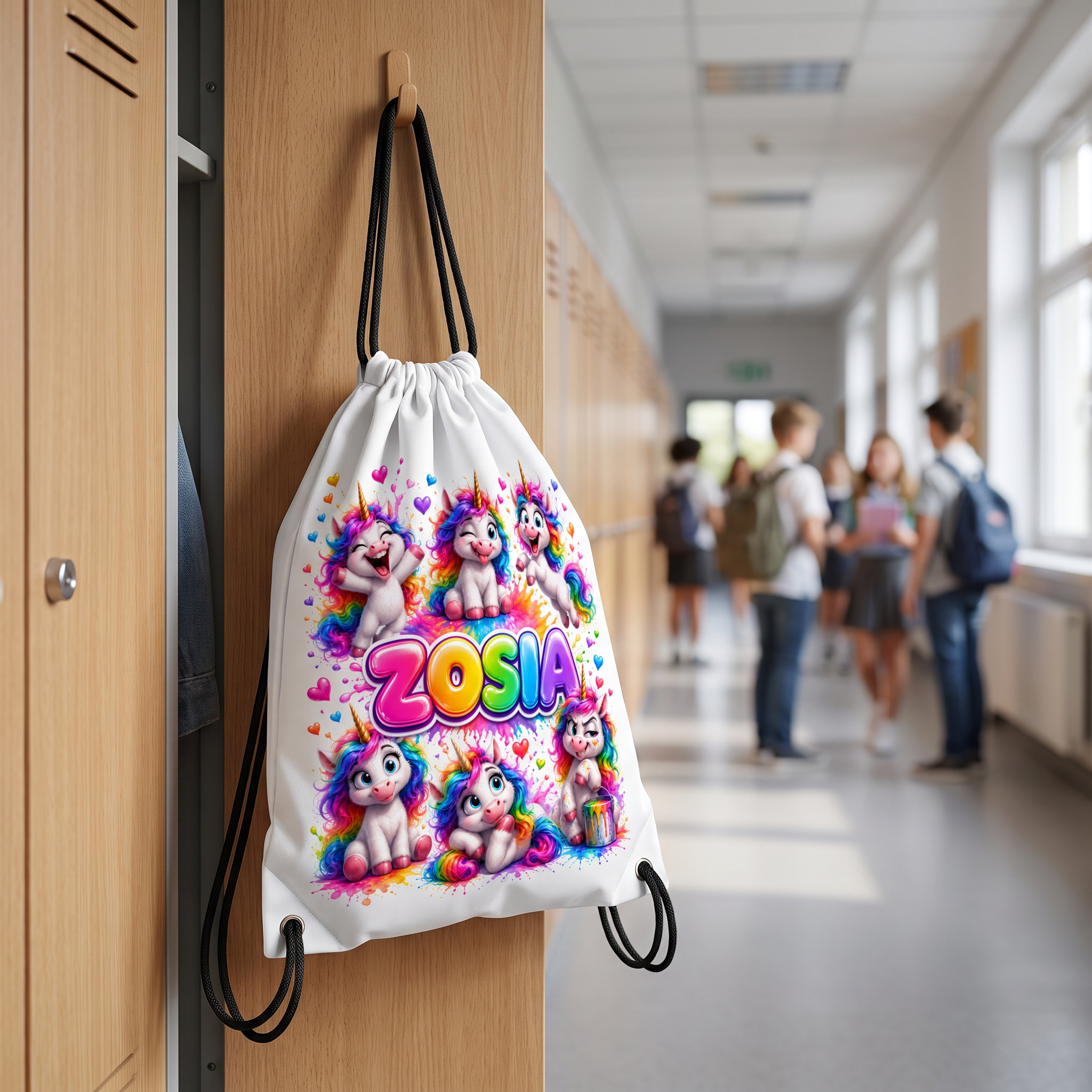 Personalizowany Worek Torba Szkolna do Szkoły na W-F z Imieniem w Jednorożce