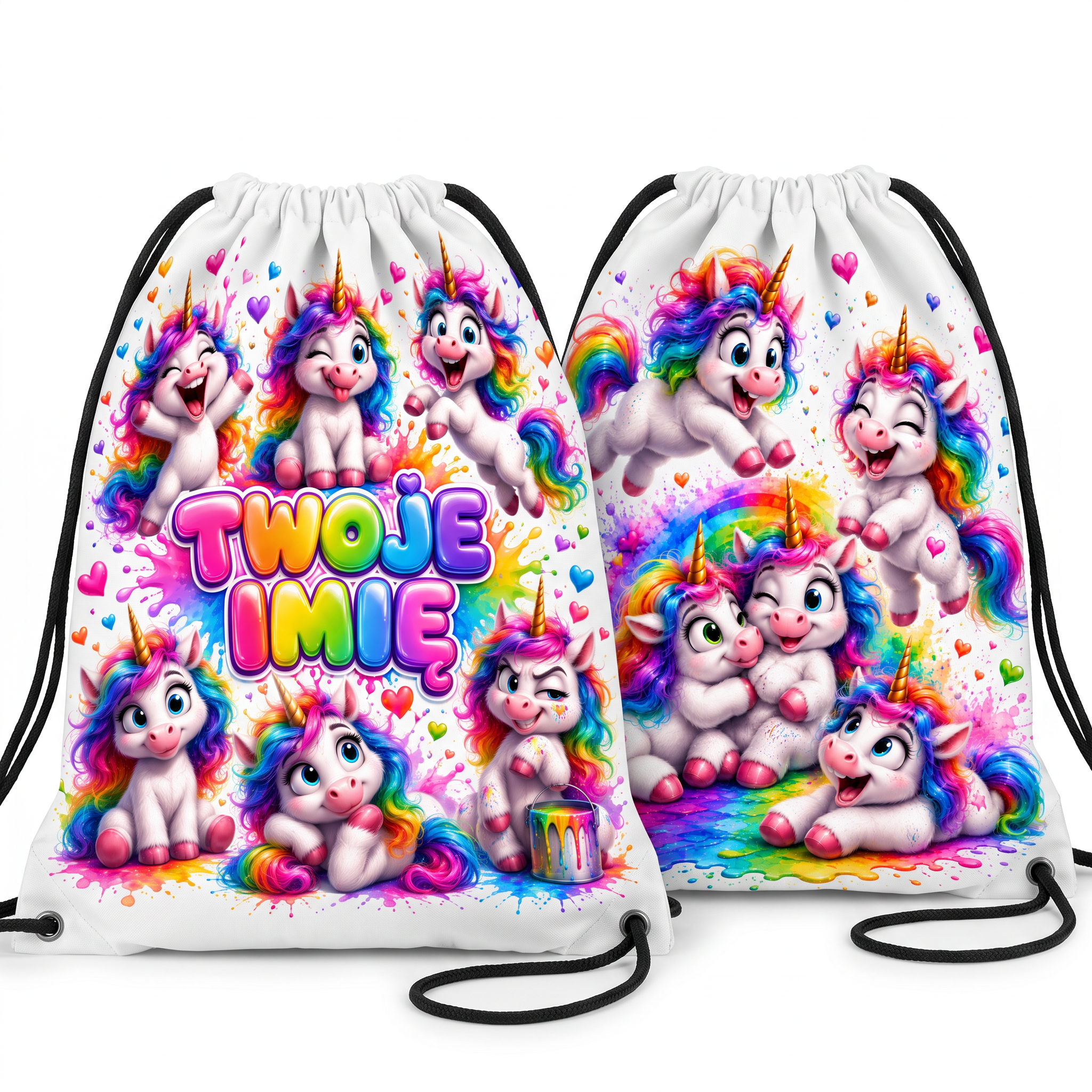 Personalizowany Worek Torba Szkolna do Szkoły na W-F z Imieniem w Jednorożce
