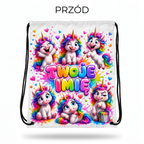 Personalizowany Worek Torba Szkolna do Szkoły na W-F z Imieniem w Jednorożce