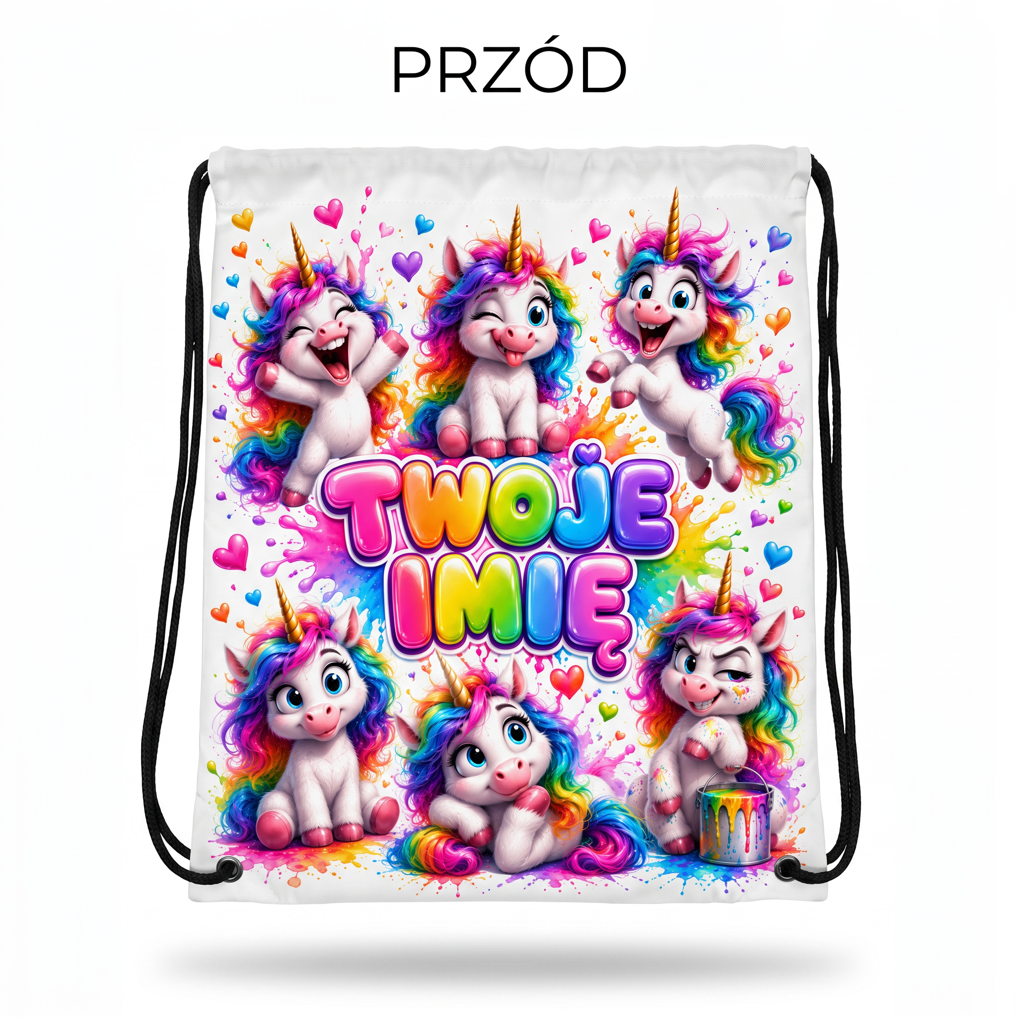 Personalizowany Worek Torba Szkolna do Szkoły na W-F z Imieniem w Jednorożce