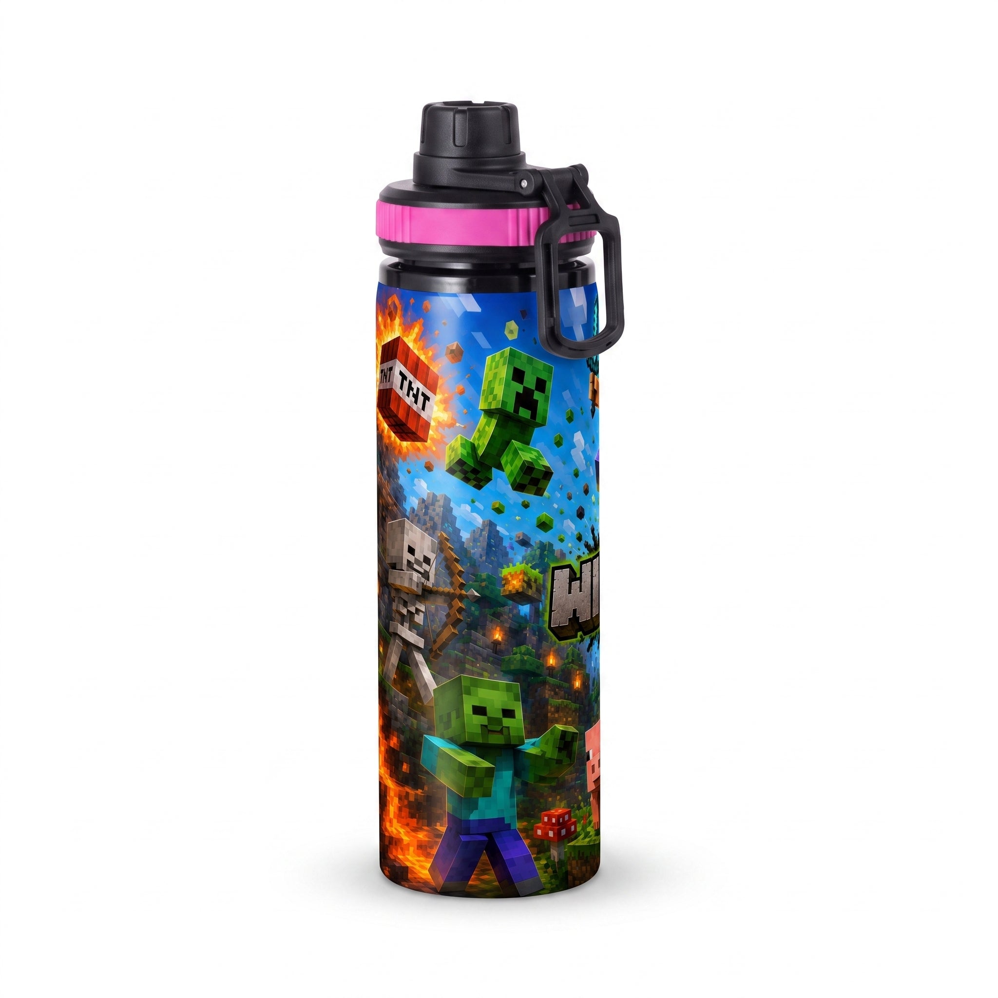 Personalizowany Bidon, Aluminiowa Butelka Dla Dzieci z Dowolnym Imieniem Dziecka - 850ml MINECRAFT