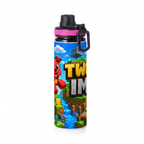 Personalizowany Bidon, Aluminiowa Butelka Dla Dzieci z Dowolnym Imieniem Dziecka - 850ml PIESKI MINECRAFT