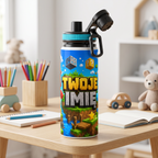 Personalizowany Bidon, Aluminiowa Butelka Dla Dzieci z Dowolnym Imieniem Dziecka - 850ml PIESKI MINECRAFT