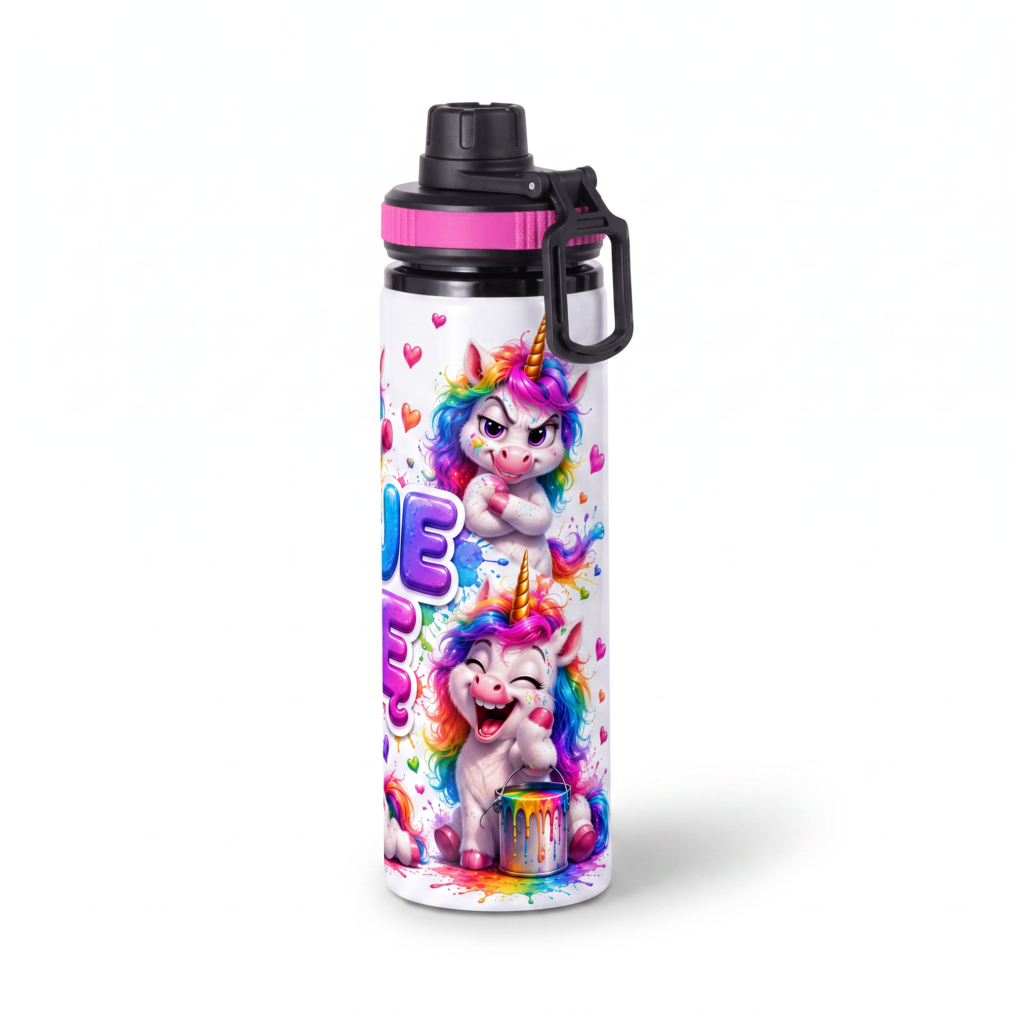Personalizowany Bidon, Aluminiowa Butelka Dla Dzieci z Dowolnym Imieniem Dziecka - 850ml JEDNOROŻCE