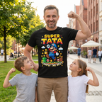 Koszulka Męska T-Shirt Prezent Dla Taty SUPER TATA Super Mario Biała lub Czarna