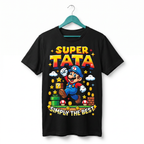 Koszulka Męska T-Shirt Prezent Dla Taty SUPER TATA Super Mario Biała lub Czarna