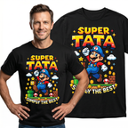 Koszulka Męska T-Shirt Prezent Dla Taty SUPER TATA Super Mario Biała lub Czarna