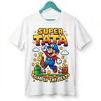 Koszulka Męska T-Shirt Prezent Dla Taty SUPER TATA Super Mario Biała lub Czarna