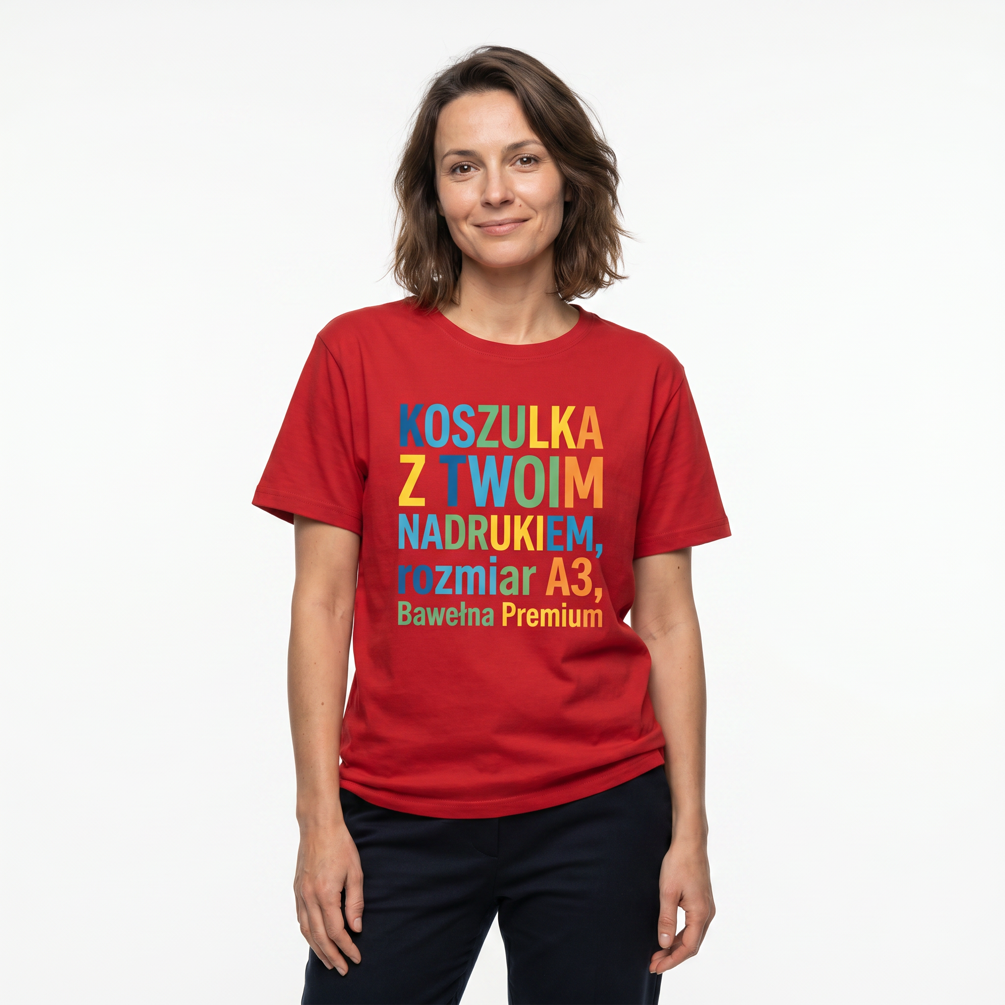 Koszulka Dla Dorosłych z Własnym Nadrukiem , T-Shirt 190g - Jakość Premium - Pełen Kolor