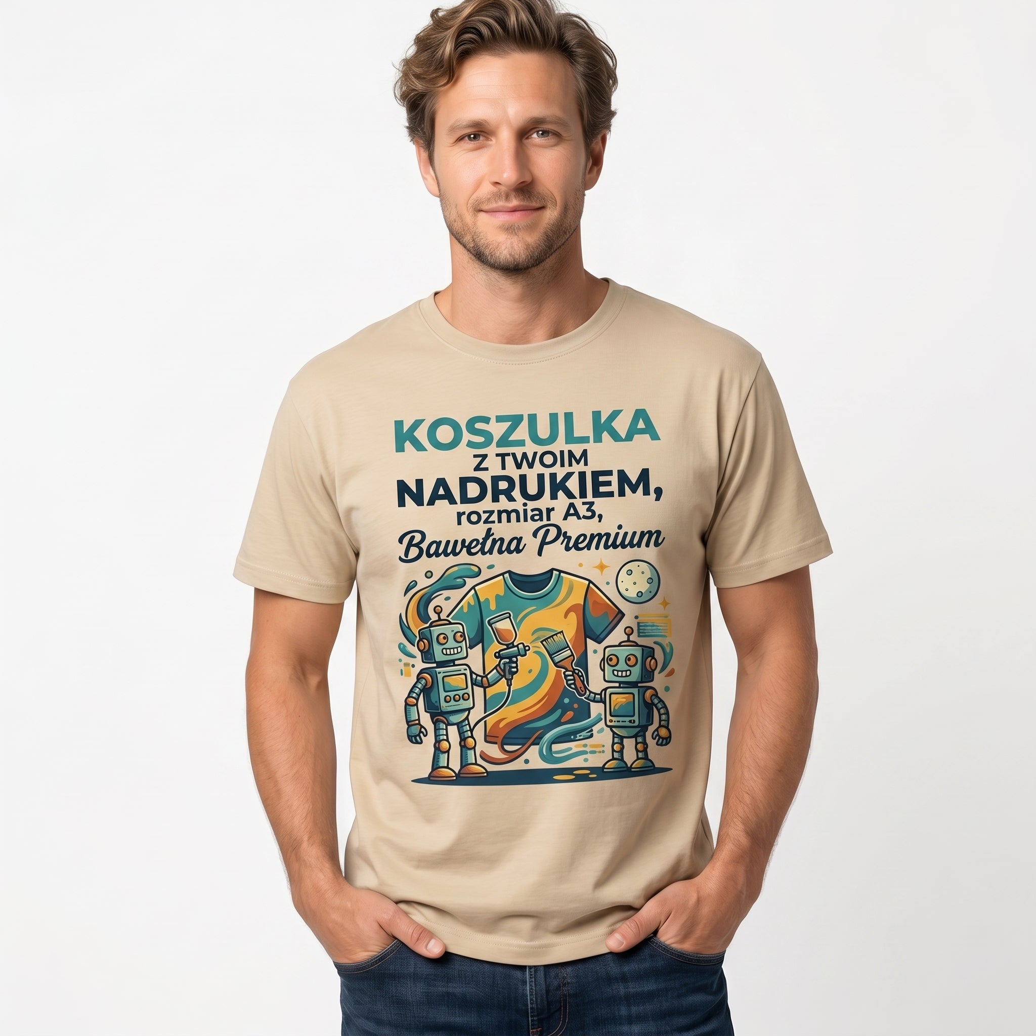 Koszulka Dla Dorosłych z Własnym Nadrukiem , T-Shirt 190g - Jakość Premium - Pełen Kolor
