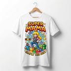 Koszulka Damska T-Shirt Prezent Dla Mamy SUPER MAMA Super Mario Biała lub Czarna