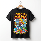 Koszulka Damska T-Shirt Prezent Dla Mamy SUPER MAMA Super Mario Biała lub Czarna