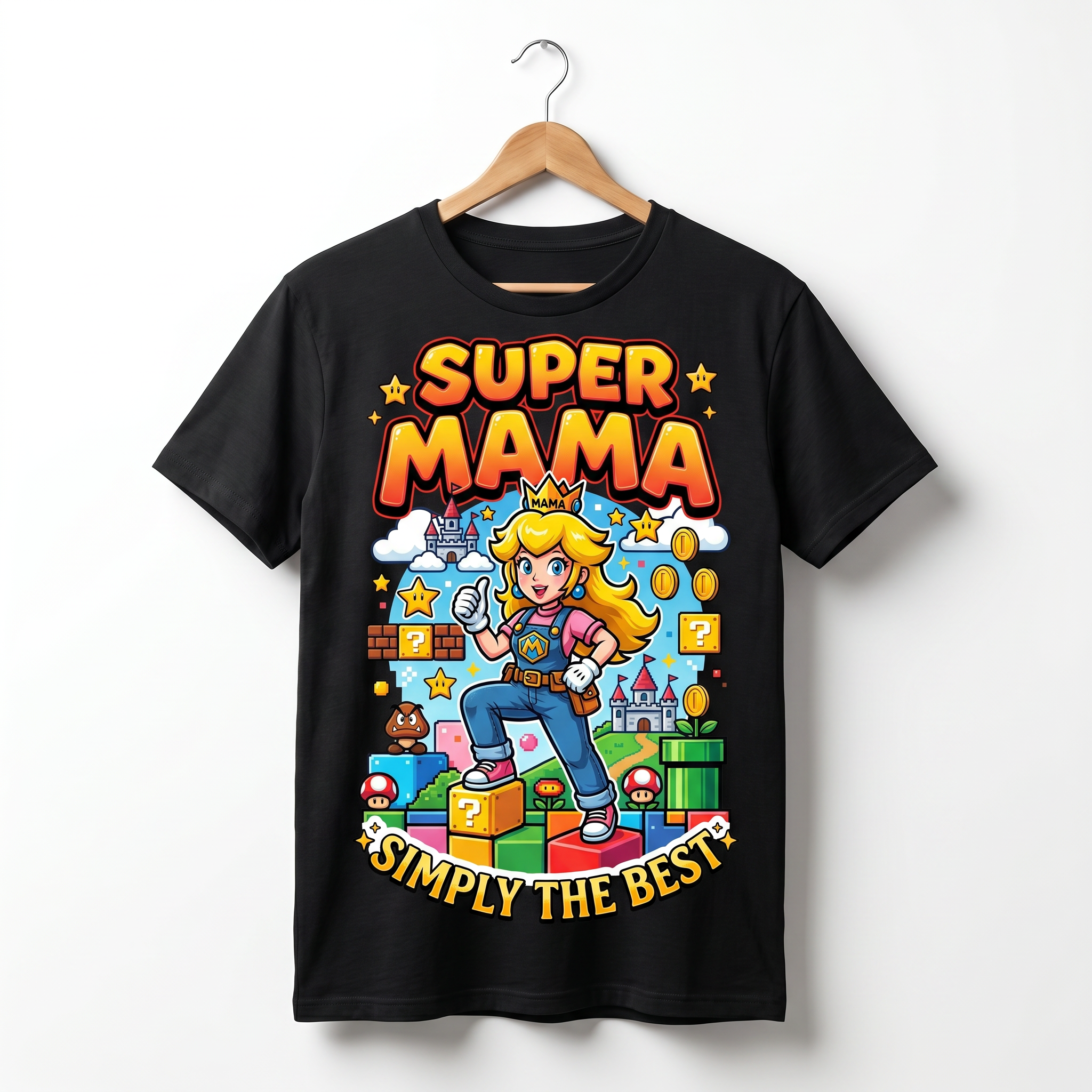 Koszulka Damska T-Shirt Prezent Dla Mamy SUPER MAMA Super Mario Biała lub Czarna
