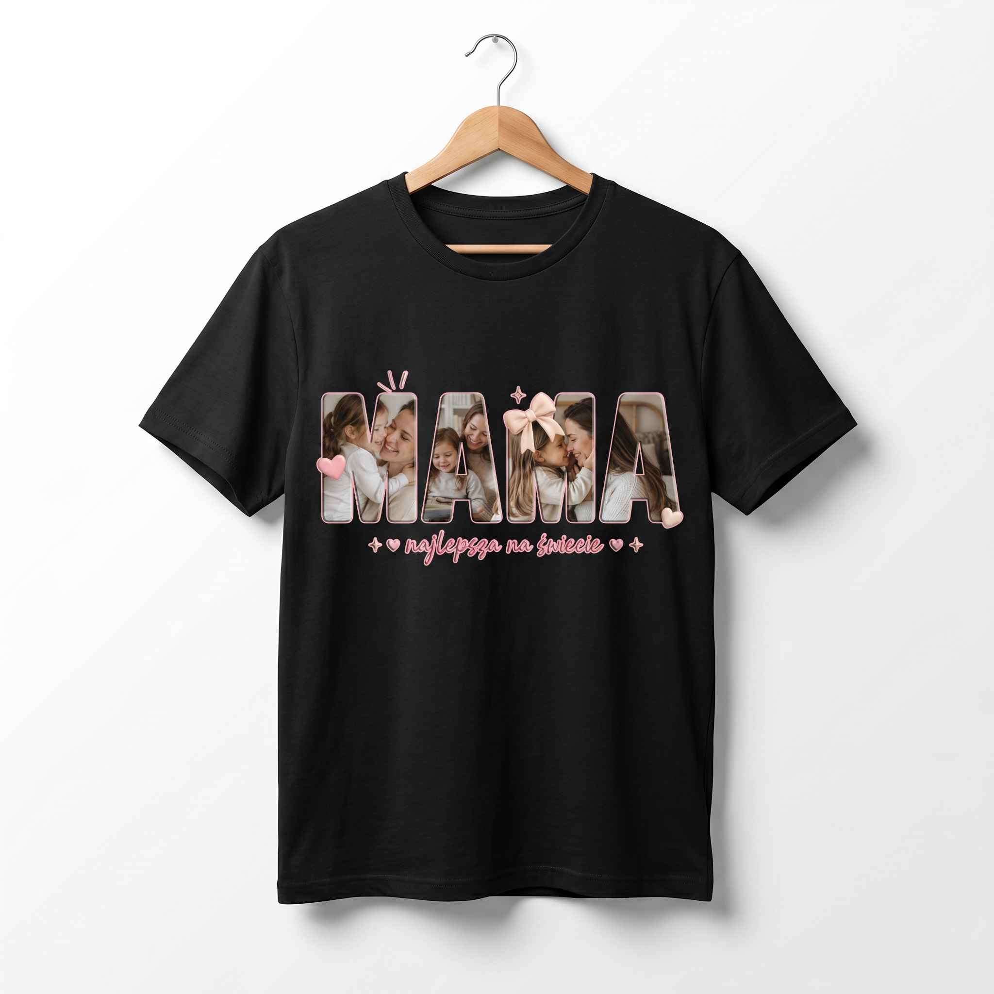 Koszulka Damska T-Shirt Prezent Dla Mamy Ze Zdjęciem Personalizowana Biała lub Czarna