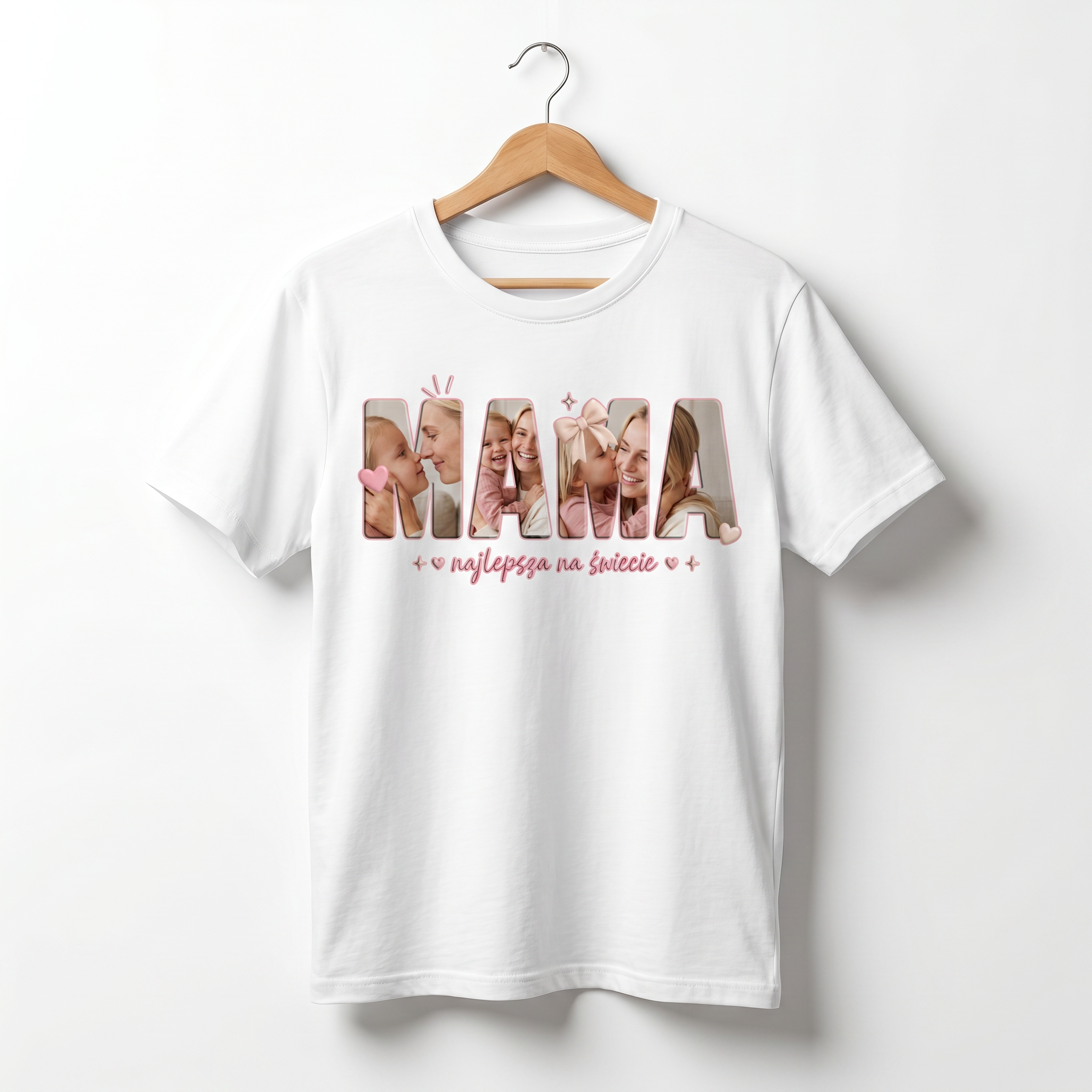 Koszulka Damska T-Shirt Prezent Dla Mamy Ze Zdjęciem Personalizowana Biała lub Czarna