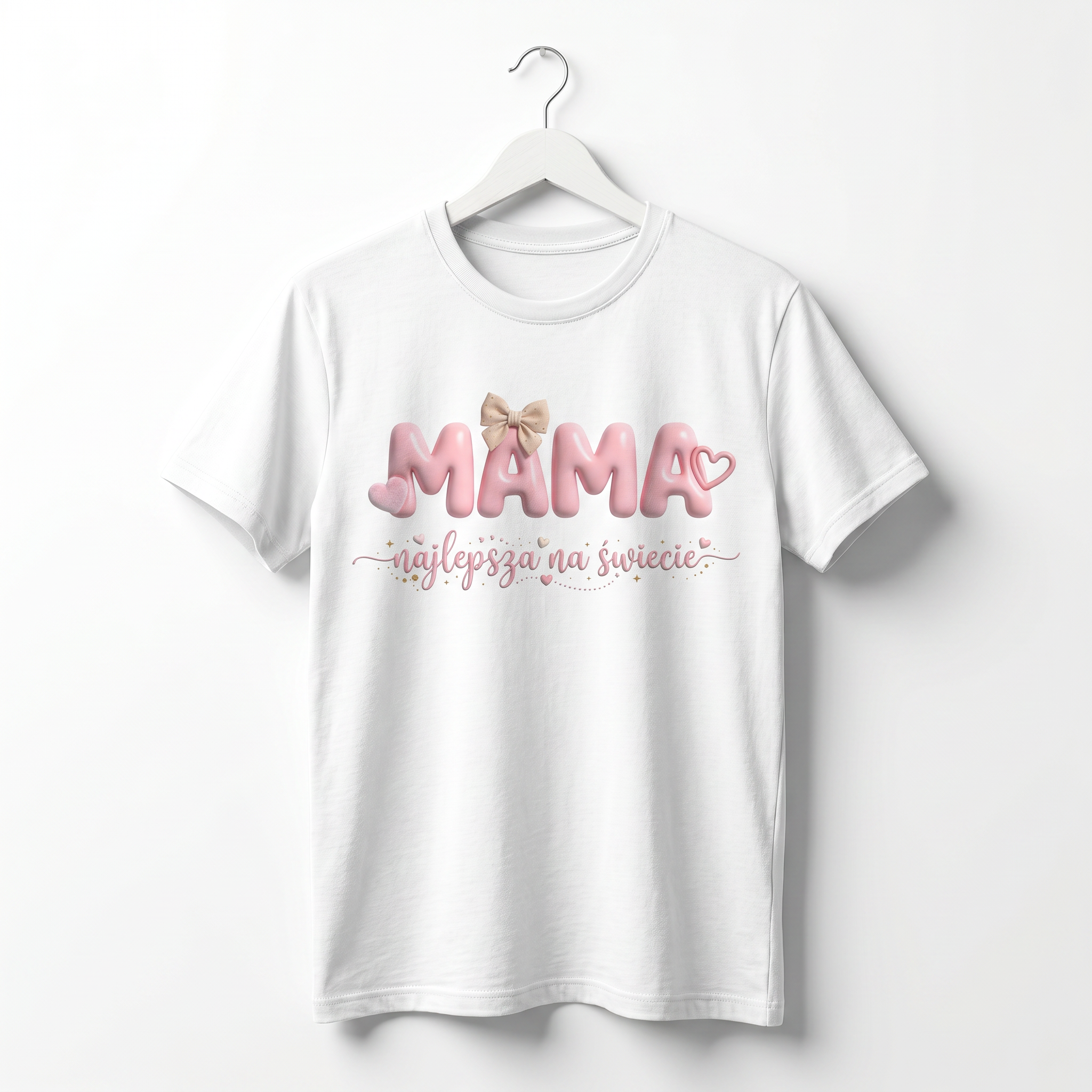 Koszulka Damska T-Shirt Prezent Dla Mamy Napis MAMA najlepsza na świecie Biała lub Czarna