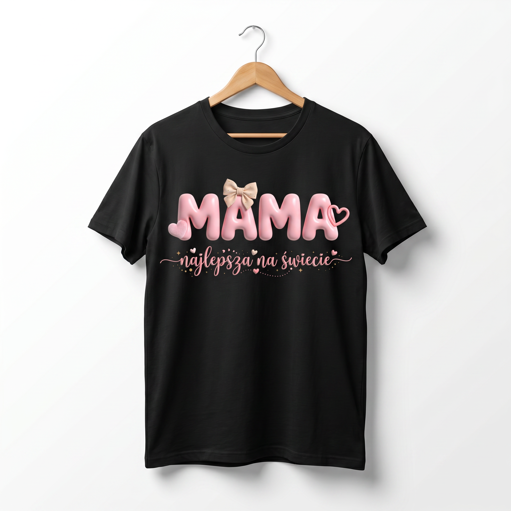Koszulka Damska T-Shirt Prezent Dla Mamy Napis MAMA najlepsza na świecie Biała lub Czarna