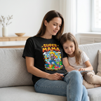 Koszulka Damska T-Shirt Prezent Dla Mamy SUPER MAMA Super Mario Biała lub Czarna