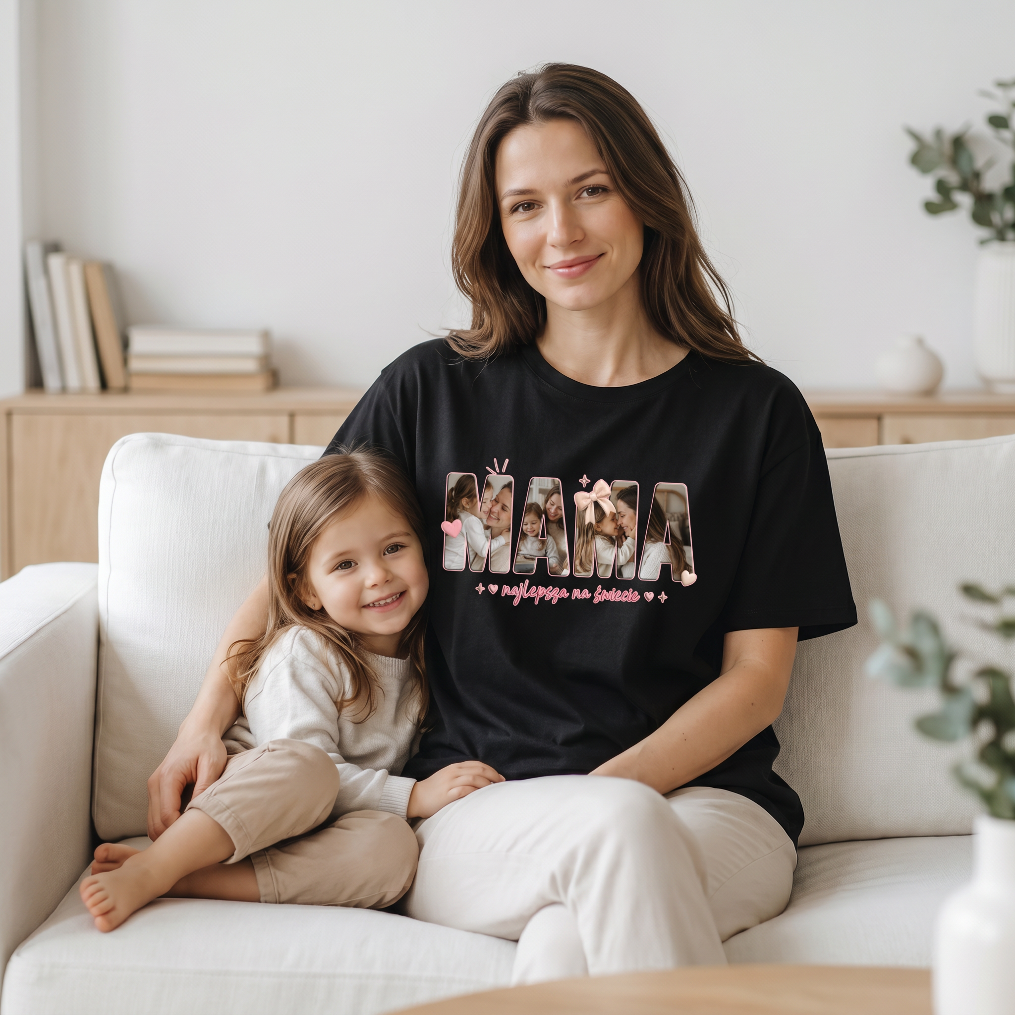 Koszulka Damska T-Shirt Prezent Dla Mamy Ze Zdjęciem Personalizowana Biała lub Czarna
