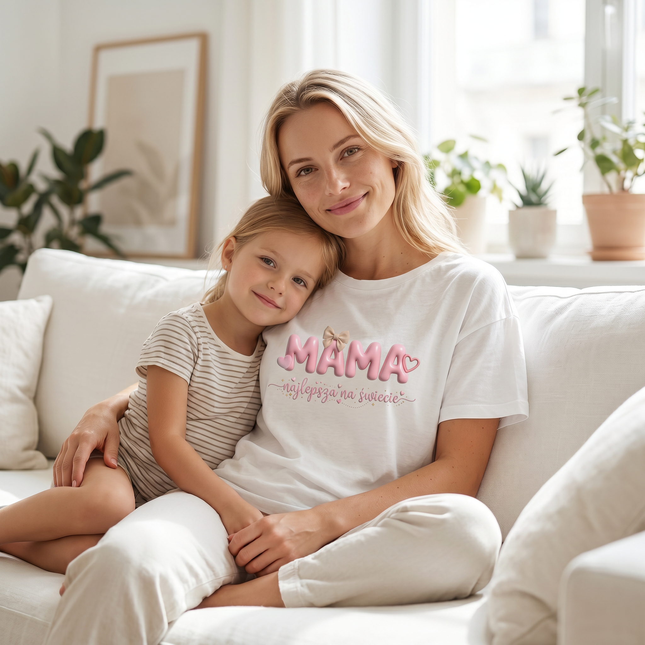 Koszulka Damska T-Shirt Prezent Dla Mamy Napis MAMA najlepsza na świecie Biała lub Czarna