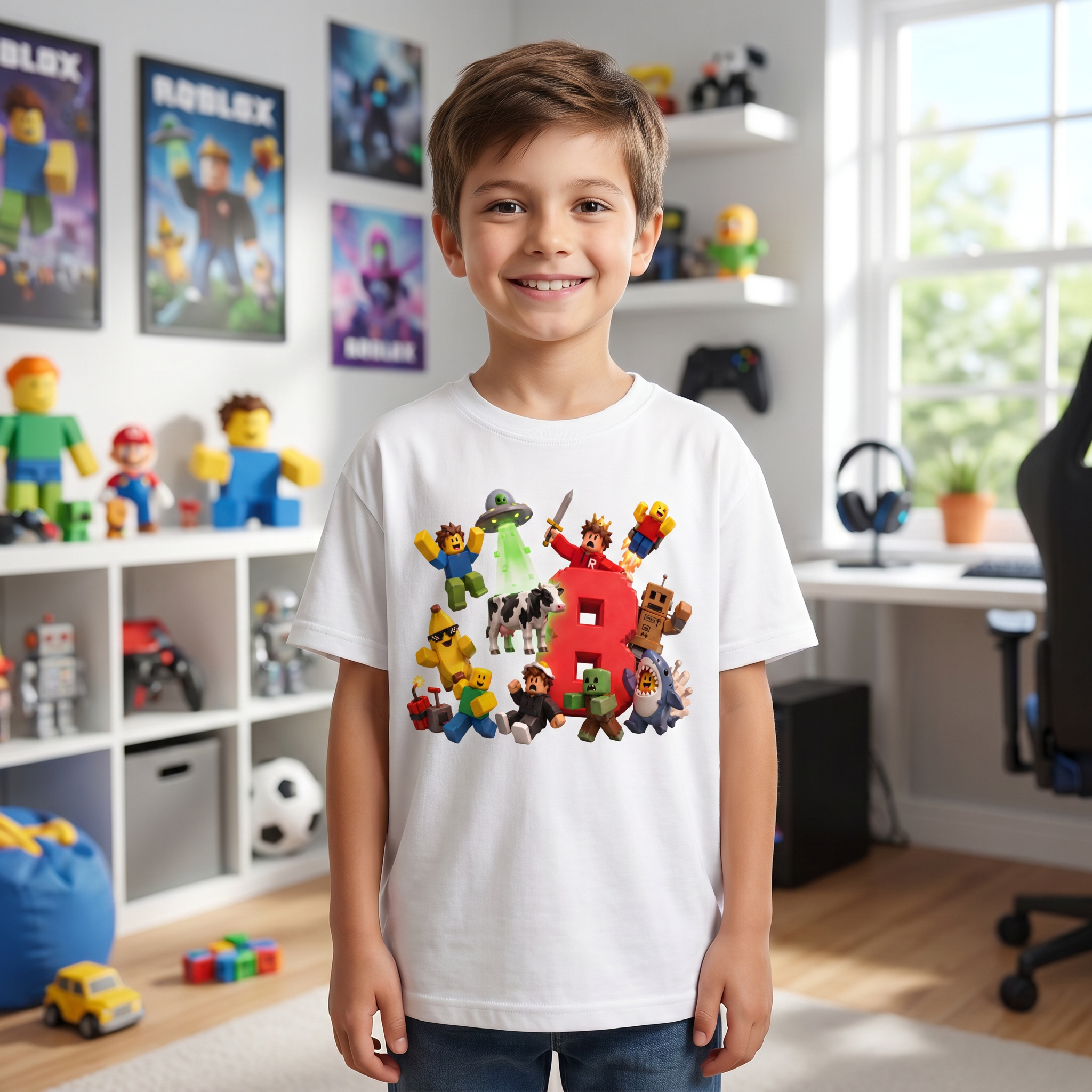 Personalizowana Koszulka z Cyfrą na Urodziny z gry Roblox Dziecięca - Personalizowana 26_21