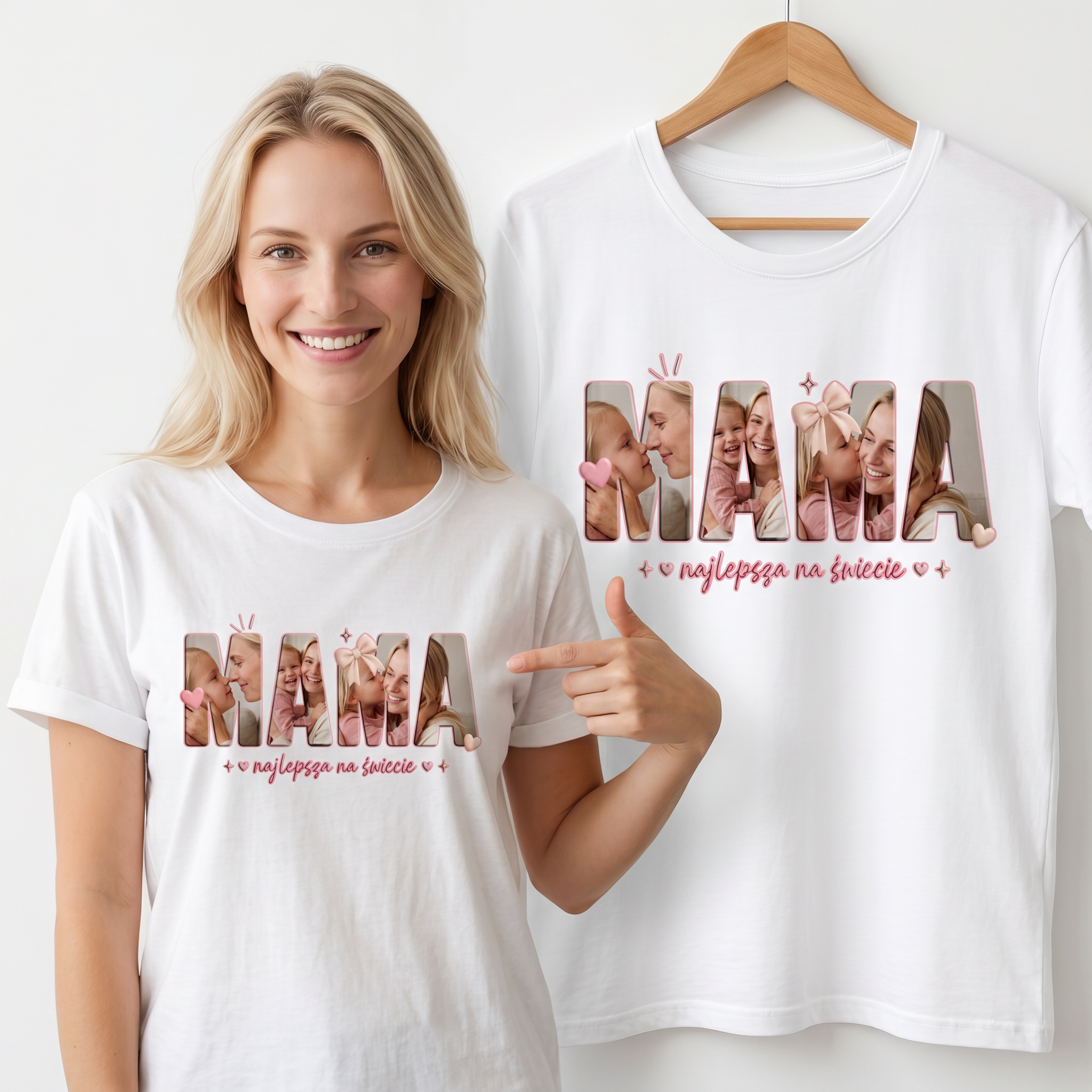 Koszulka Damska T-Shirt Prezent Dla Mamy Ze Zdjęciem Personalizowana Biała lub Czarna Drugie zdjęcie produktu