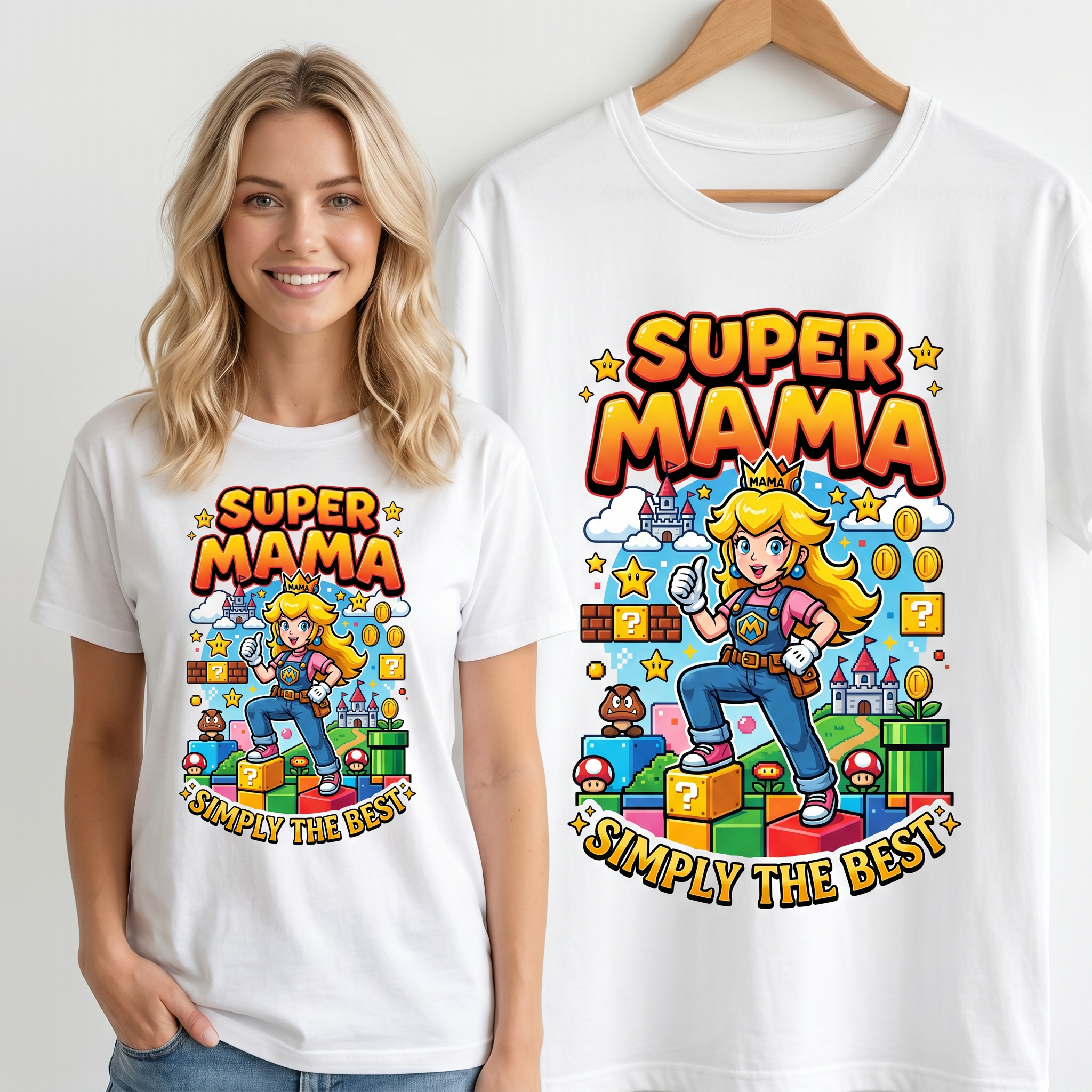 Koszulka Damska T-Shirt Prezent Dla Mamy SUPER MAMA Biała lub Czarna Drugie zdjęcie produktu