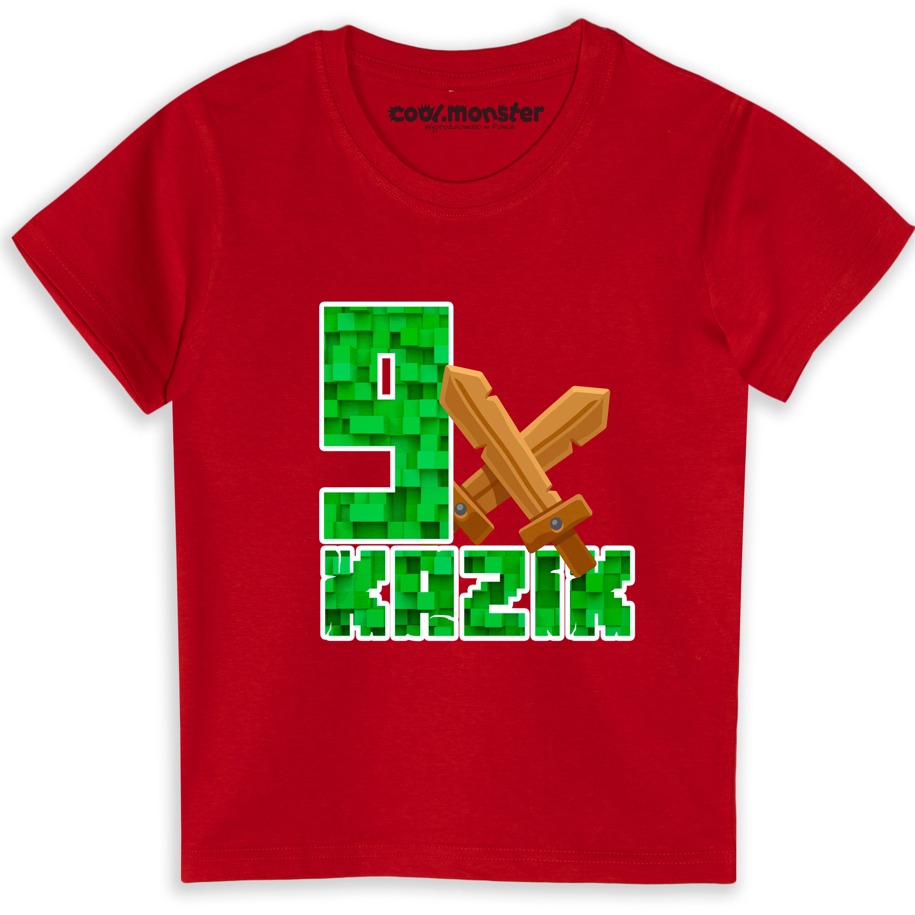 Koszulka dla Gracza Minecraft na urodziny z Cyfrą i imieniem Idealny Prezent