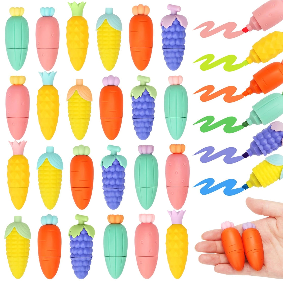 Zakreślacze Mazaki warzywa owoce 24 szt. pastelowe pisaki mini upominki dla dzieci Główne zdjęcie produktu