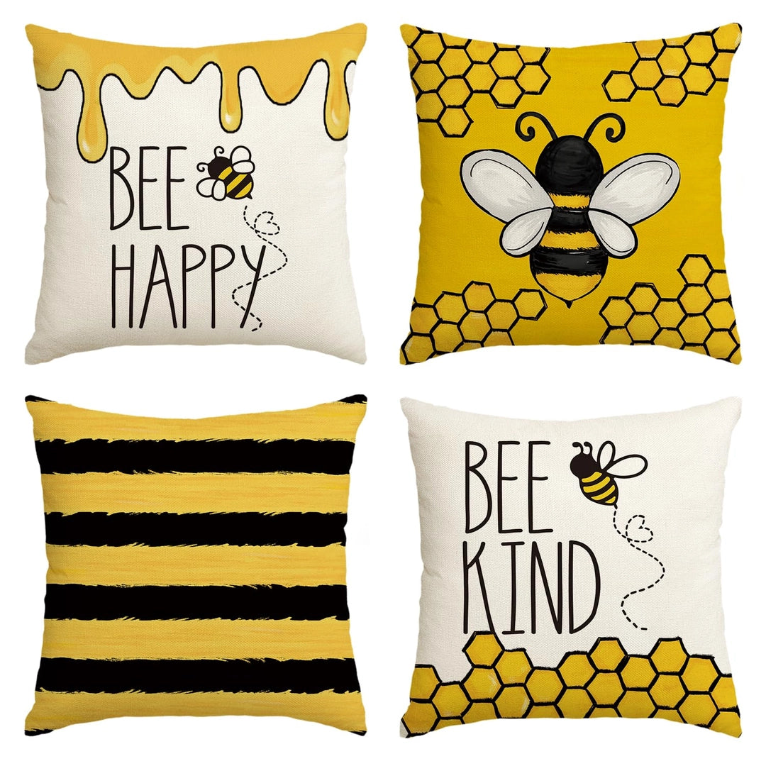 Komplet Poszewek na poduszki Poszewki na Poduszkę Jaśki 45x45 cm zestaw 4 sztuk z Przczołami