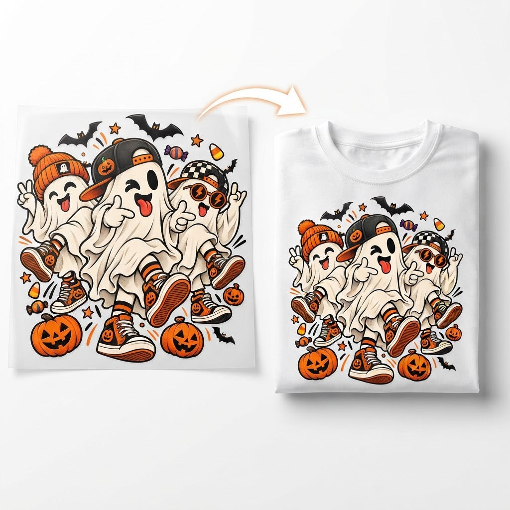 Przykład wykorzystania naprasowanki Halloween z trzema tańczącymi duszkami