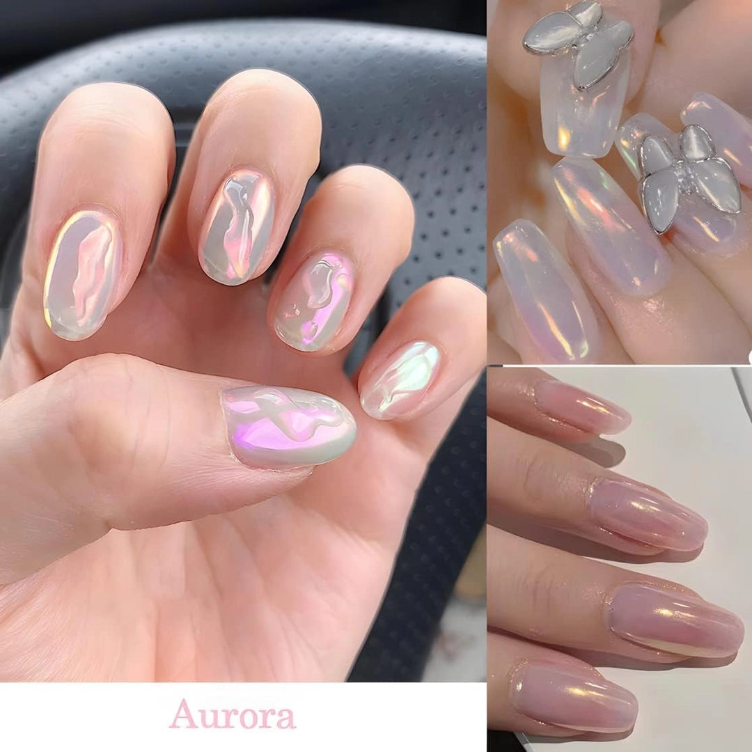 Pyłek Do Zdobień Paznokci Efekt Lustra Perłowy Chrom Pearl Effect Hologram ZESTAW 6 kolorów