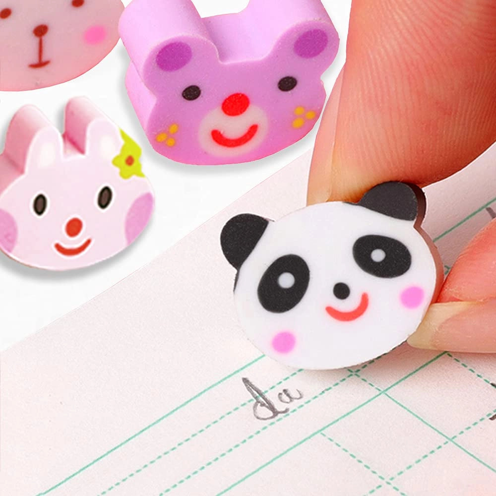 Mini gumki do ścierania 10 szt. upominki dla dzieci w kształcie zwierzątek panda królik lisek