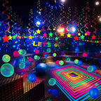 Dekoracje UV neonowe na imprezę Glow Party zestaw 141 elementów