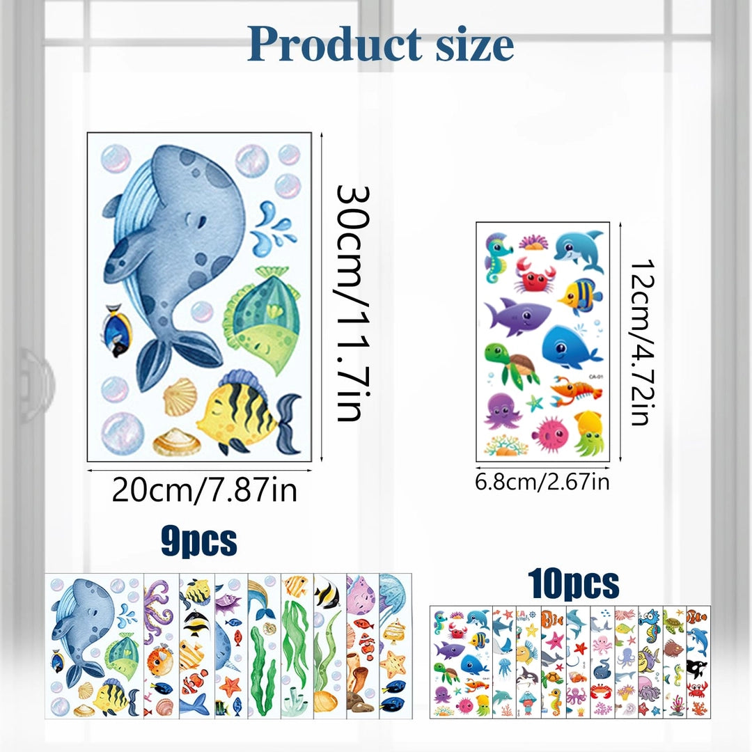 Tatuaże i naklejki dla dzieci 19 arkuszy morskie zwierzęta rybki ocean Drugie zdjęcie produktu