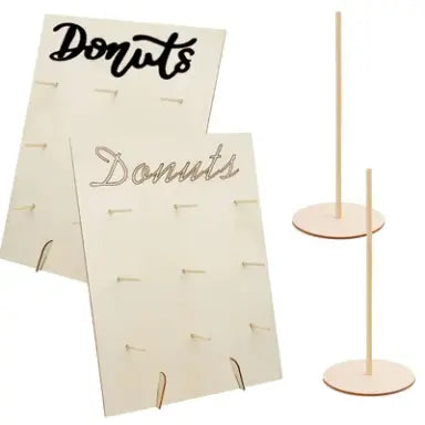 Drewniany Stojak na donuty Pączki z dziurką na stół imprezę Wesele Zestaw 2