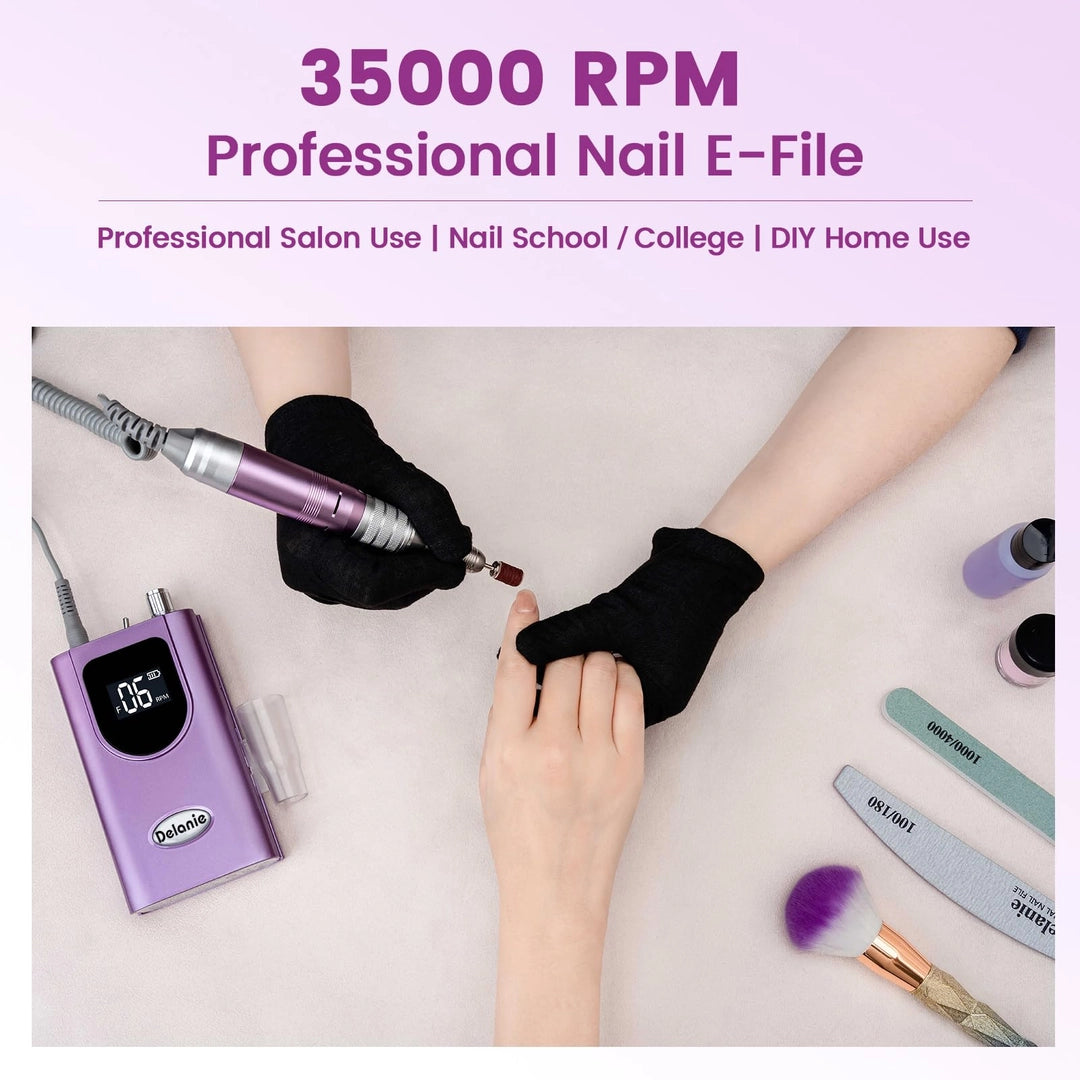 Frezarka do paznokci Nail Master 35000 RPMn– bezprzewodowa, LCD i frezy FIOLET