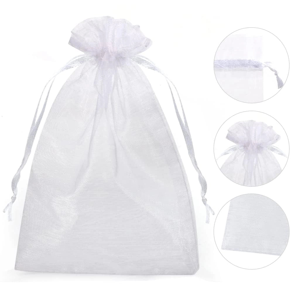 Woreczki ozdobne organza białe 30x40 cm 50 szt. duże torebki na prezenty