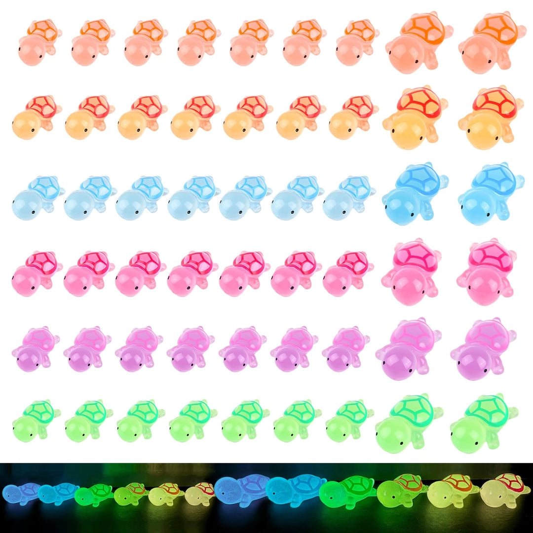 Zestaw 54 świecących w ciemności żółwików do zabawy, akwarium i piaskownicy Główne zdjęcie produktu