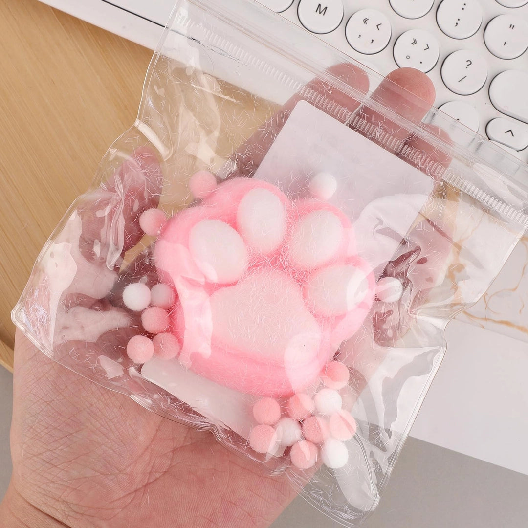 Zabawka antystresowa Gniotek Squishy Kocia różowa łapka z kulkami 7 cm