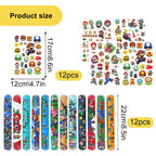 Zestaw bransoletek slap i tatuaży wodnych Mario – 12 opasek +4 arkusze tatuaży