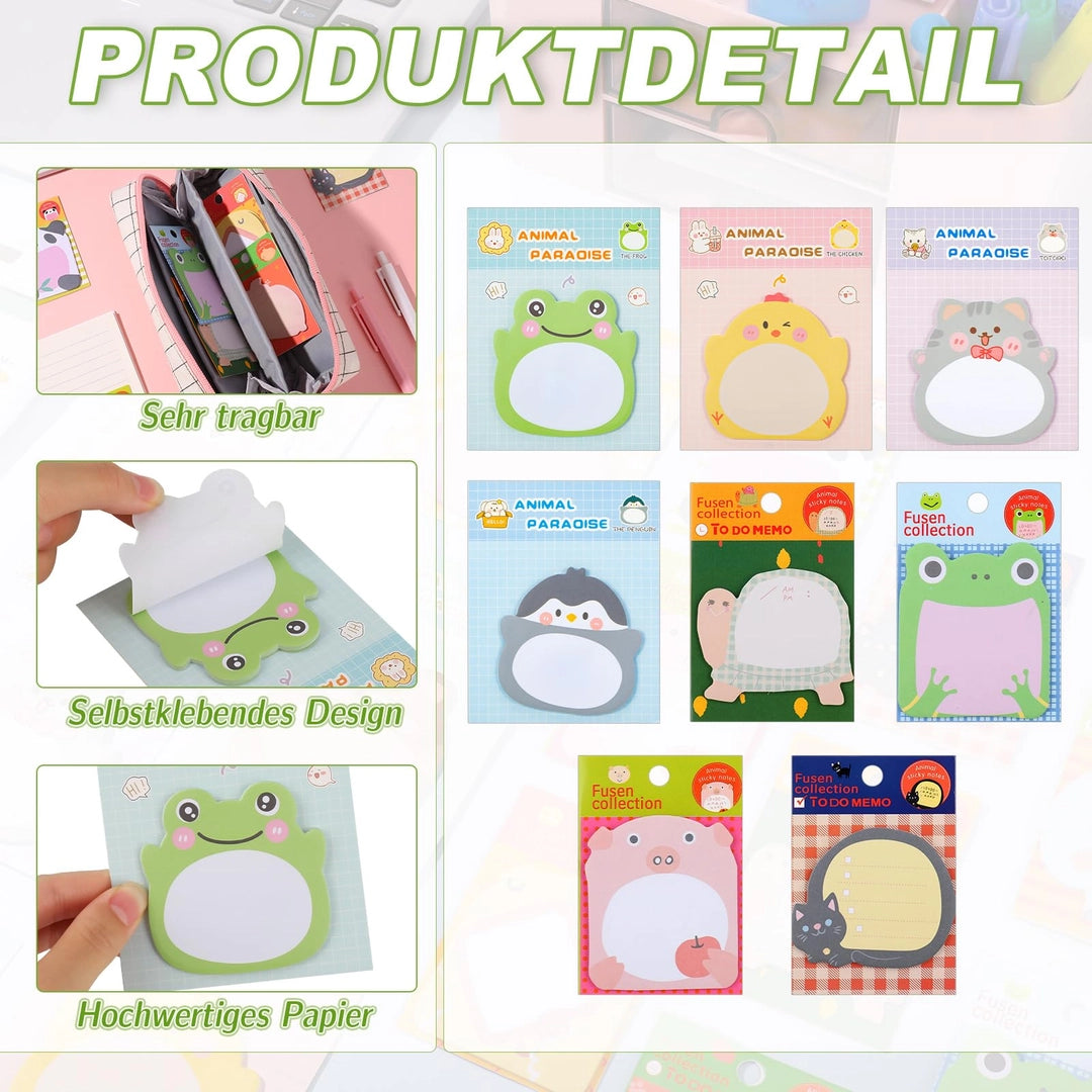 Zestaw 32 karteczek samoprzylepnych sticky notes zwierzątka kawaii