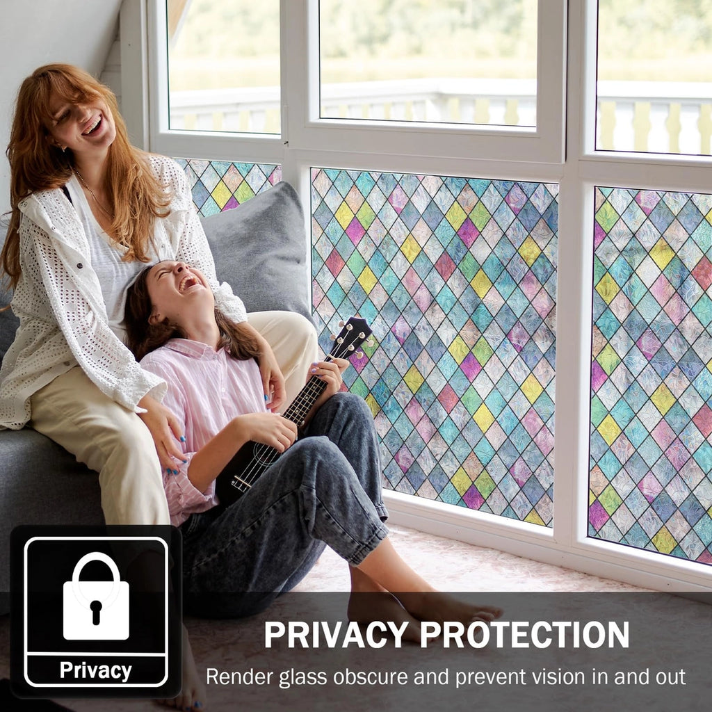 Folia okienna witrażowa samoprzylepna Kolorowa 3D z efektem pryzmatu 44x300 cm