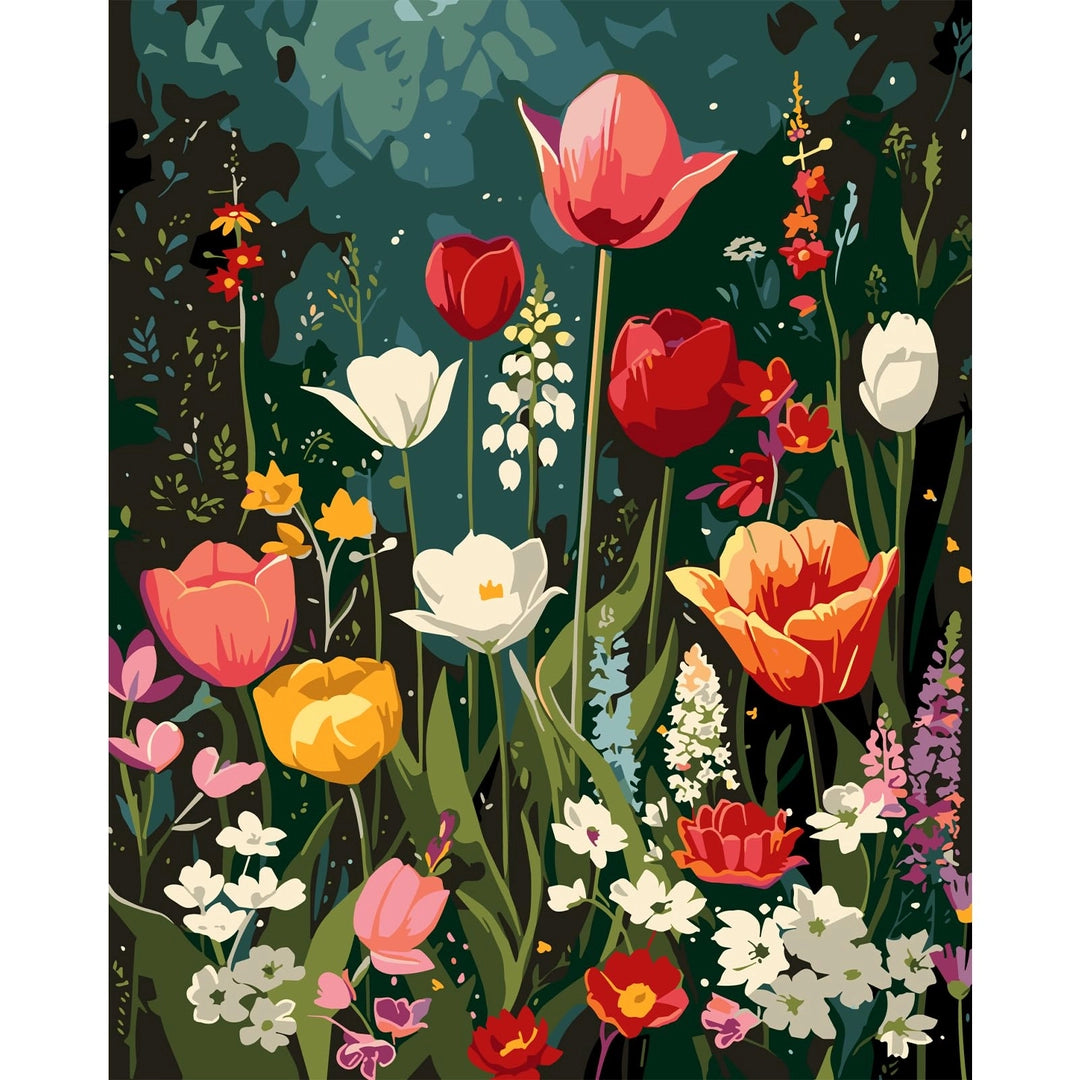 Zestaw do malowania po numerach kwiaty 40x50 cm DIY obraz