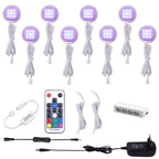 Zestaw 8 lampek LED RGB podszafkowych z pilotem 12V kolorowe