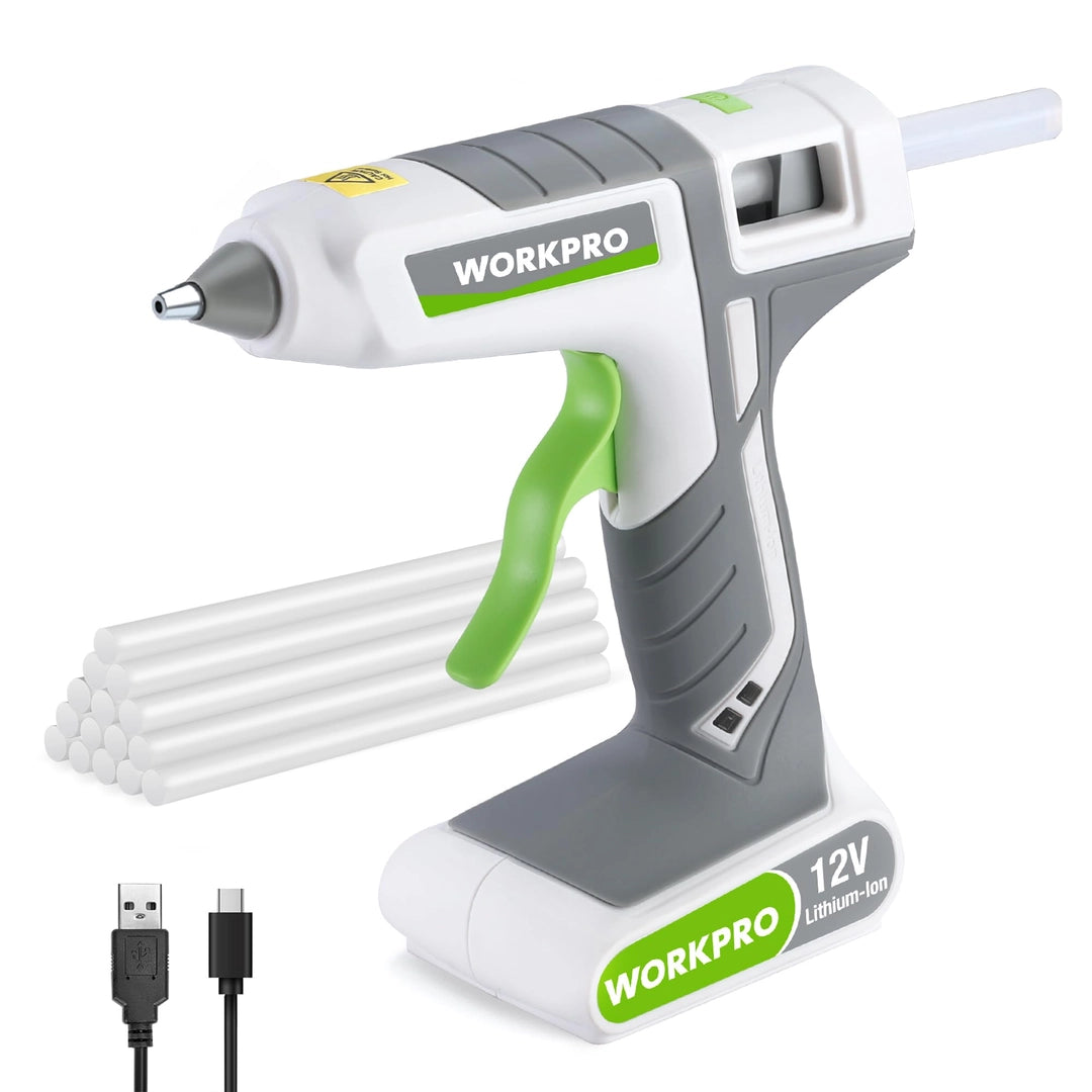 Pistolet do kleju na gorąco WORKPRO 12V bezprzewodowy USB + 20 wkładów