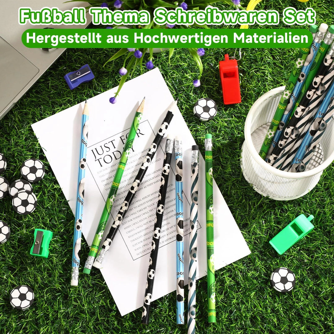 Zestaw ołówków z motywem piłki nożnej 16 szt + 16 gumek + 2 temperówki Drugie zdjęcie produktu