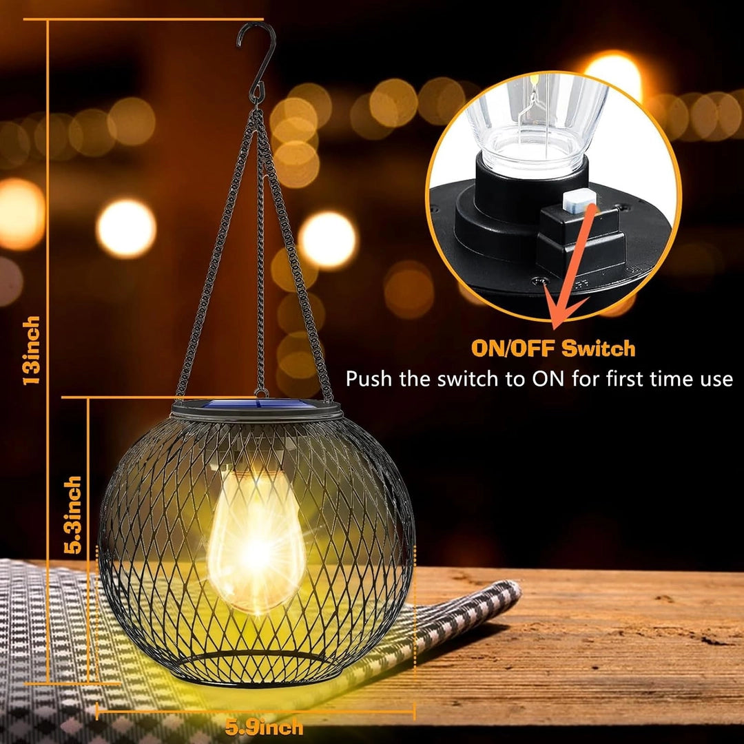 Zestaw 2 Lampionów Solarnych Ogrodowych wiszących Retro Wiszące Kule Do Dekoracji